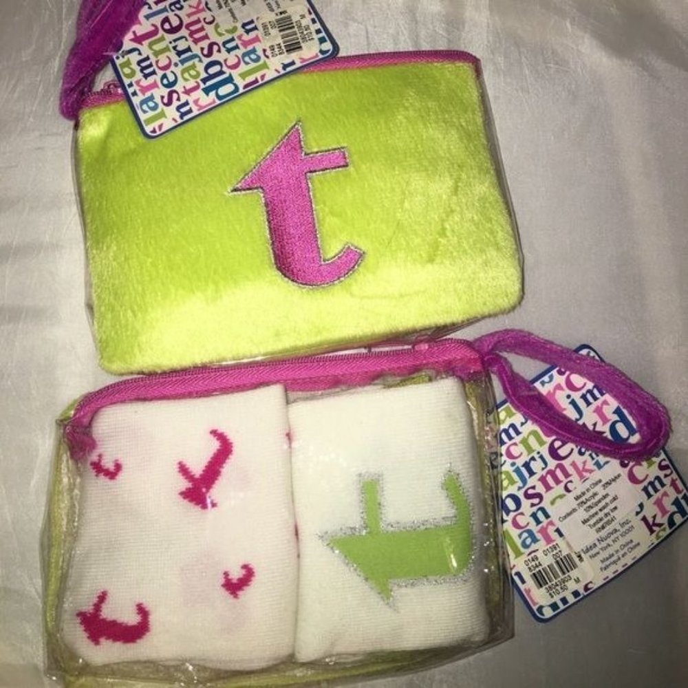 Limited 2 Initial T sock + Wristlet set NWT GIFTABLE